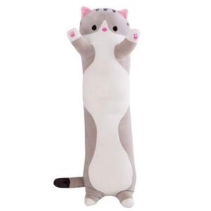 Jucarie pisica plus lunga, tip perna, lavabila, umplutura hipoalergenica, pentru copii si adulti, lungime 70 cm, culoare gri imagine