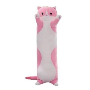 Jucarie pisica plus lunga, tip perna, lavabila, umplutura hipoalergenica, pentru copii si adulti, lungime 70 cm, culoare roz imagine