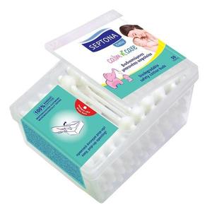 Betisoare de Urechi Biodegradabile pentru Copii - Septona Baby Calm'n'Care Biodegradable Safety Cotton Buds 100 Cotton, 50 buc/ cutie imagine