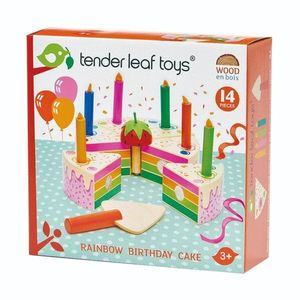 Tort din lemn pentru aniversari, Tender Leaf Toys, Curcubeu, 14 piese imagine