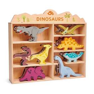 Set figurine fin lemn, Tender Leaf Toys, Dinozauri pe raft, 8 piese imagine