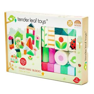 Cuburi din lemn cu ilustratii din gospodarie Tender Leaf Toys, Courtyard Blocks, 35 piese imagine