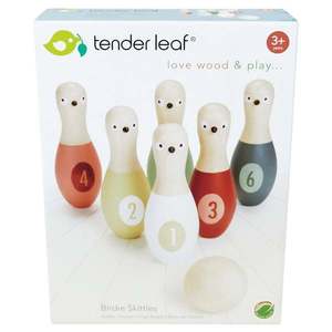 Set bowling din lemn premium, Tender Leaf Toys, 7 piese imagine
