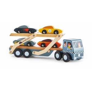 Transportatorul auto sport din lemn, Tender Leaf Toys, 5 piese imagine