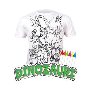 Tricou de colorat cu markere lavabile Dinozauri 5-6 ani imagine