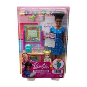 Set de joaca Barbie You Can Be - Mobilier cu papusa bruneta profesoara imagine