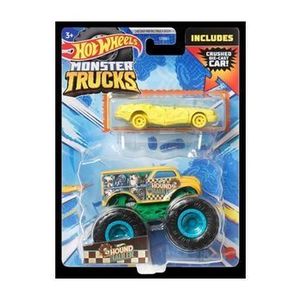 Set Hot Wheels Monster Truck si masinuta metalica - Hound Hauller, scara 1: 64 imagine