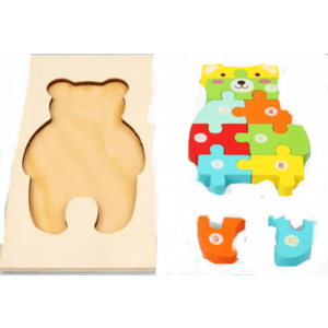 Puzzle din lemn - Ursulet - 10 piese | 838 Toys Factory imagine