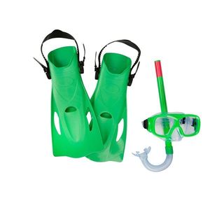 Set masca de scufundari, snorkel si labe inot, Bestway, Verde imagine