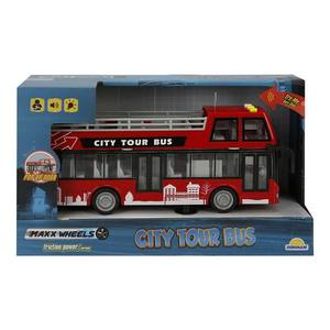 Autobuz cu lumini si sunete, City Tour, Maxx Wheels, 1: 16, Rosu imagine