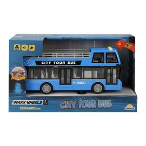 Autobuz cu lumini si sunete, City Tour, Maxx Wheels, 1: 16, Albastru imagine