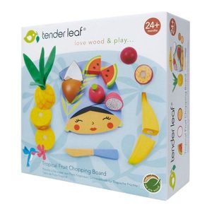 Set fructe tropicale de feliat din lemn premium, Tender Leaf Toys, 15 piese imagine