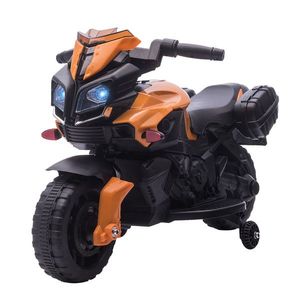 HOMCOM Motocicleta Electrica pentru Copii 18-48 Luni cu Faruri si Claxon, Viteza 3km/h, Motocicleta pentru Copii, Portocaliu imagine
