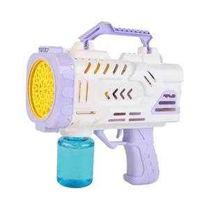 Pistol de Facut Baloane Bubble Gun Teno®, tip Bazooka, automat, rezerva incluse, alimentare cu baterii, alb/mov imagine