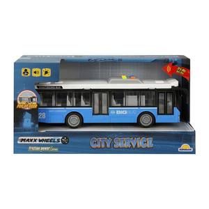 Autobuz cu lumini si sunete, City Service, Maxx Wheels, 1: 16, Albastru imagine