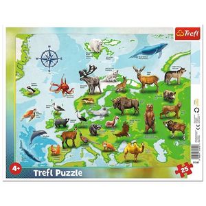 Puzzle Educational - Plansa Europei cu animale | Trefl imagine