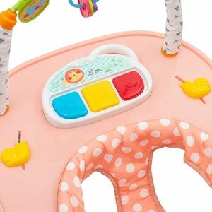Premergator copii New Baby cu panou si arcada cu jucarii Forest Kingdom Pink imagine