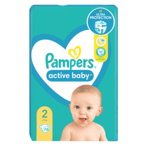 Scutece Pampers Active Baby Jumbo Pack marimea 2 nou nascut 4 - 8 kg 76 buc imagine