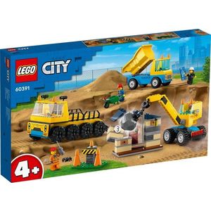 LEGO City - Camioane de constructie si macara cu bila pentrudemolari 60391 imagine