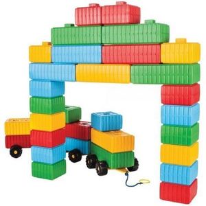 Jucarie Pilsan Cuburi de construit Brick Blocks and Car Set 43 piese imagine