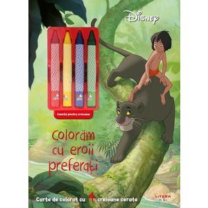 Disney, Coloram cu eroii preferati, carte de colorat cu 4 creioane cerate imagine