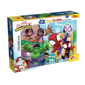 Puzzle de podea 2 in 1 Lisciani Marvel Spidey si prietenii lui uimitori, Maxi, 24 piese imagine