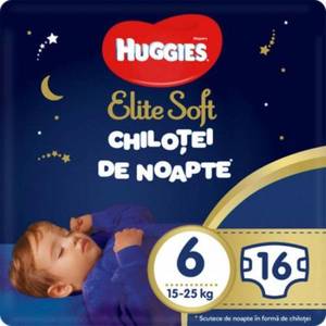 Scutece Huggies Chilotel de nopate Elite Soft Overnight Pants, nr 6, 15-25 kg, 16 buc imagine