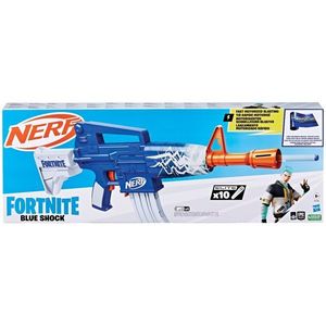 Blaster Nerf cu 10 sageti din spuma, Fortnite Blue Shock imagine