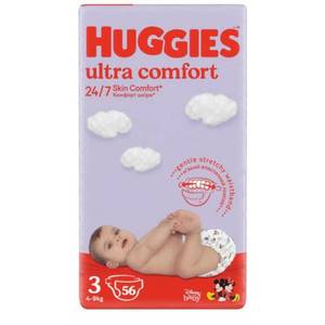 Scutece Huggies, Ultra Comfort Jumbo, Nr 3, 4-9 kg, 56 buc imagine