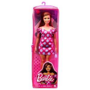 Papusa - Barbie Fashionistas - Satena cu Rochie Roz cu Buline | Mattel imagine