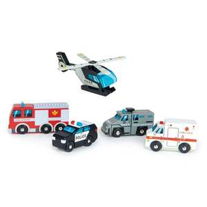 Set vehicule de salvare, Tender Leaf Toys, din lemn premium, 5 piese imagine