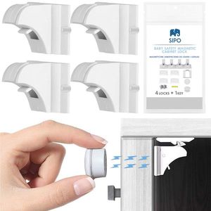 Set 4 protectii magnetice Sipo Baby Safety pentru usi de dulapuri si sertare imagine