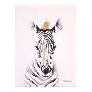 Pictura in ulei Childhome 30x40 cm, Zebra cu detalii aurii imagine