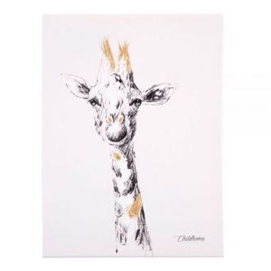 Pictura in ulei Childhome 30x40 cm, Girafa cu detalii aurii imagine