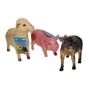 Set 3 figurine din cauciuc animale domestice, Taur/Oaie/Purcel, 20 - 22 cm imagine