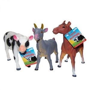 Set 3 figurine din cauciuc animale domestice, Cal Vaca Capra, 20 - 24 cm imagine