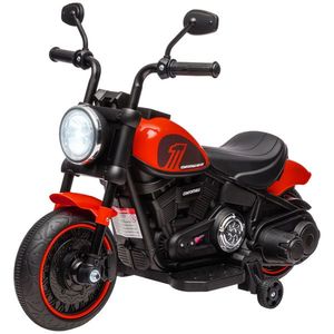 HOMCOM Motocicleta Electrica pentru Copii 18-36 Luni, Motocicleta Jucarie din PP si Metal cu Roti Suplimentare si Far, Rosu si Negru imagine