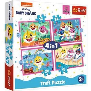Puzzle 4 in 1 Familia Shark, 71 piese imagine