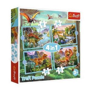 Puzzle Trefl 4 in 1 Lumea dinozaurilor, 71 piese imagine