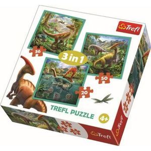 Puzzle 3 in 1 - Lumea extraordinara a dinozaurilor, 106 piese imagine