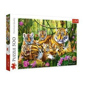 Puzzle Trefl Familie de tigri, 500 piese imagine