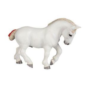 Figurina Percheron alb cal de povara imagine