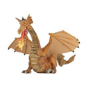 Figurina Dragon auriu inaripat cu flacara imagine