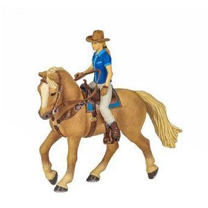 Set figurine Papo Rase de cai si ponei - Cowgirl pe cal imagine