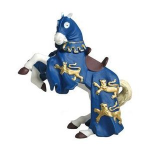 Figurina Papo Personaje medievale fantastice - Calul regelui Richard, cu armura albastra imagine