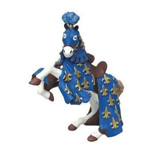 Figurina Papo Personaje medievale fantastice - Calul printului Filip, cu armura albastra imagine