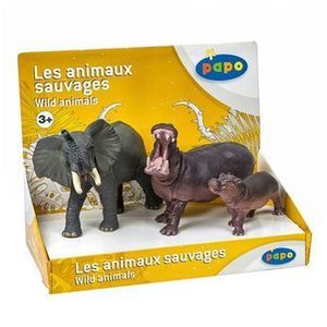Set figurine Papo Animale salbatice - Elefant, hipopotam si pui hipopotam imagine