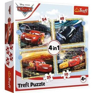 Puzzle 4 in 1 Cars - Pe locuri, fiti gata, start!, 207 piese imagine
