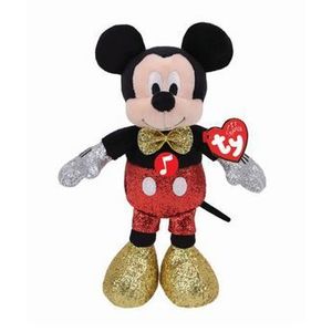 Jucarie de plus Ty Beanie Babies Disney - Mickey cu sclipici si sunete, 25 cm imagine