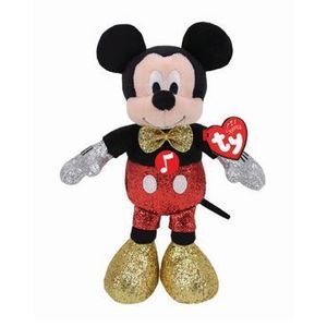 Jucarie de plus Ty Beanie Babies Disney - Mickey cu sclipici si sunete, 20 cm imagine